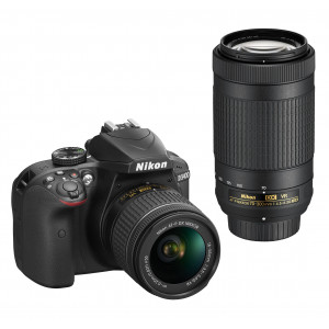Nikon D3400 Digitale Spiegelreflexkamera mit Objektiv Nikkor AF-P 18/55vr und Nikkor AF-P 70 - 300 VR, 24,7 Megapixel, LCD 3, SD-8 GB 300 x Premium Lexar, Schwarz [Nital Card: 4 Jahre Garantie]-22